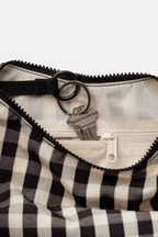 Baggu Small Nylon Crescent Bag Black and Cream Gingham