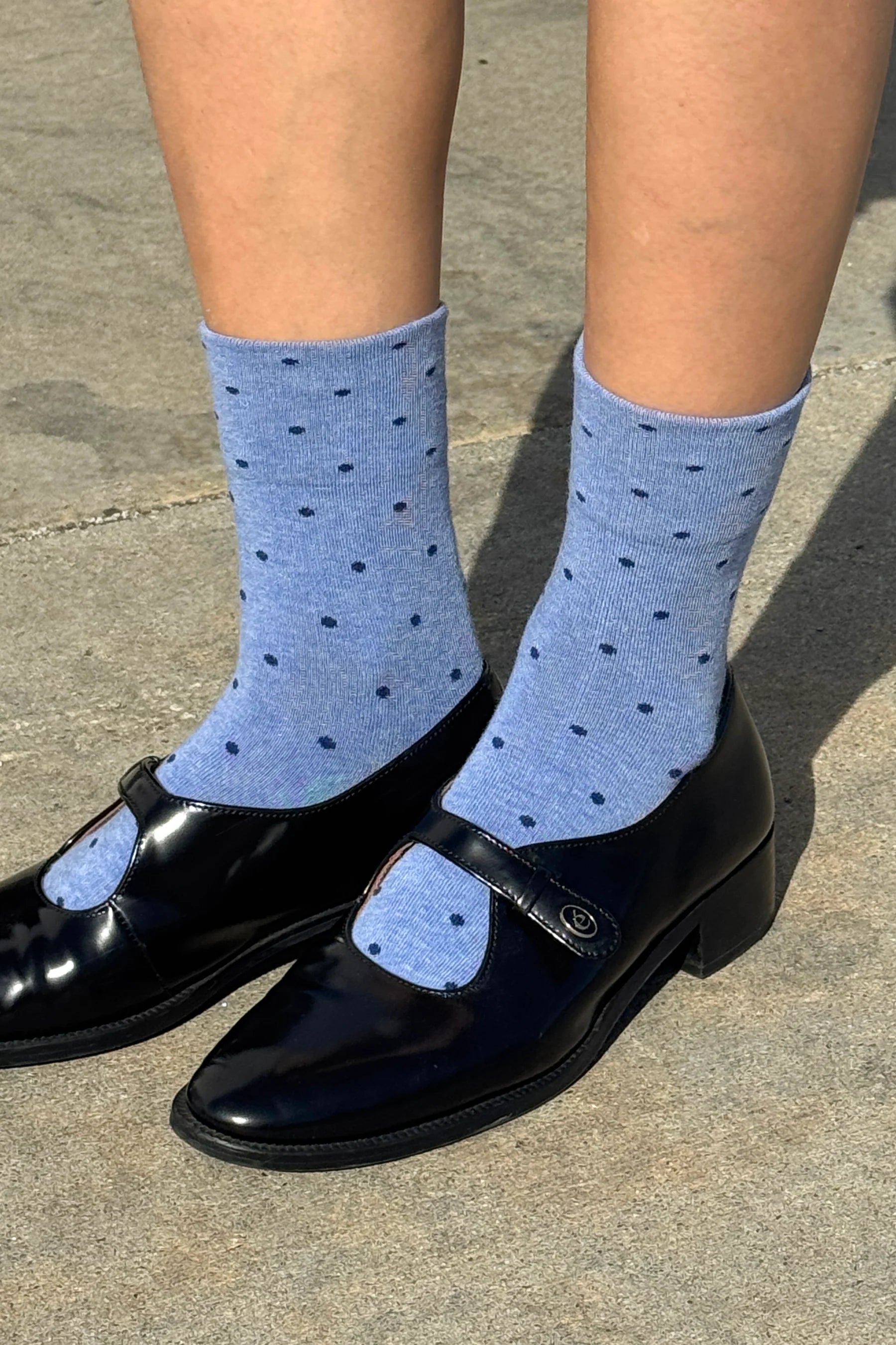 PATTERNED SNEAKER SOCKS | POLKA DOT BLUE NAVY