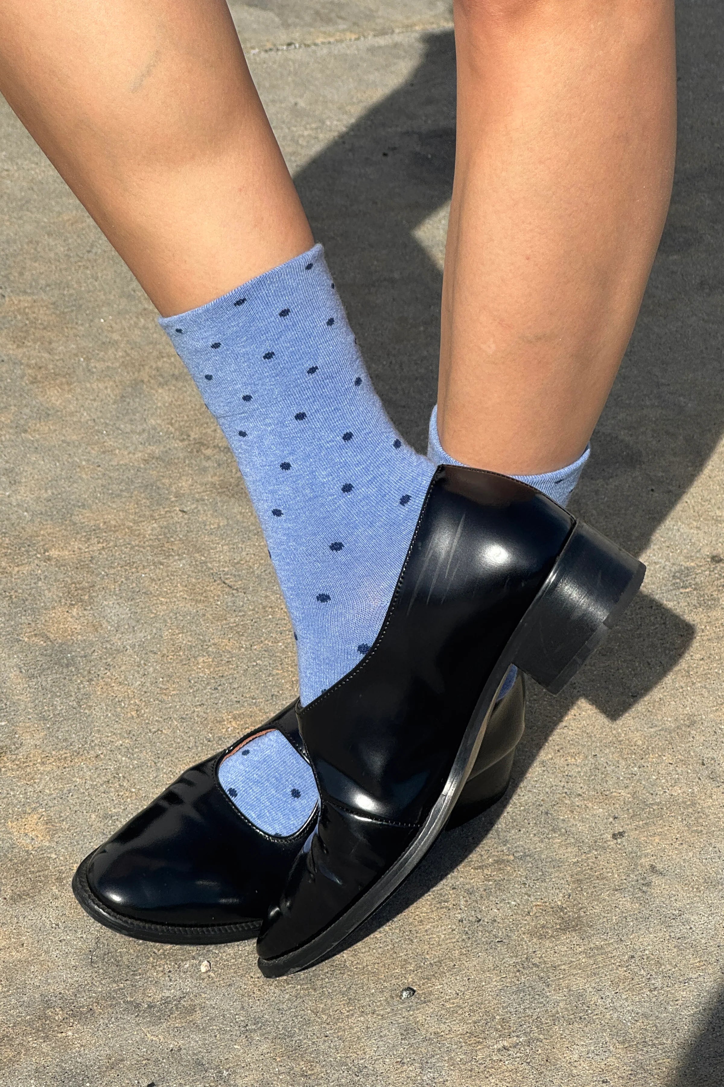 PATTERNED SNEAKER SOCKS | POLKA DOT BLUE NAVY