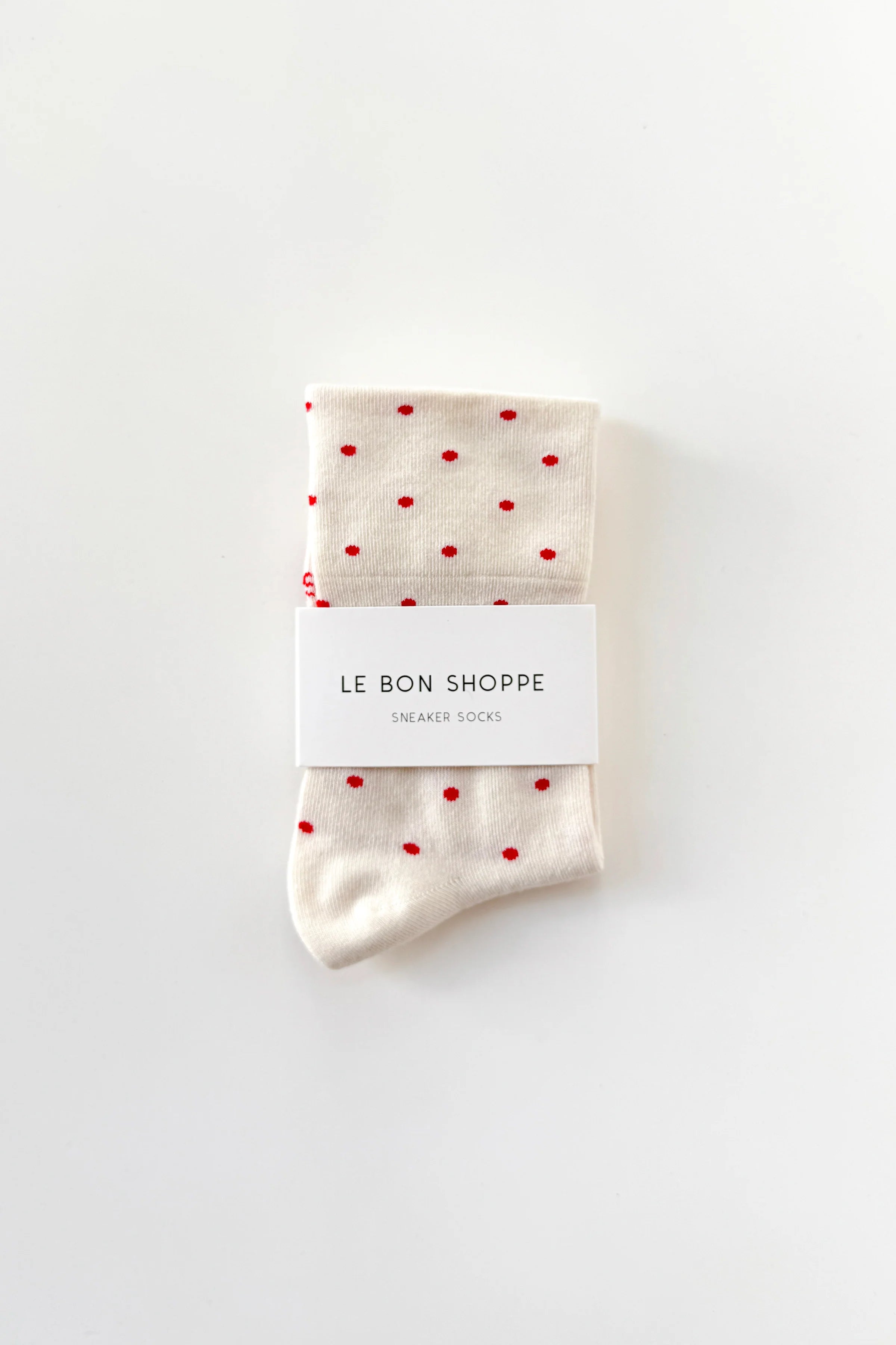 PATTERNED SNEAKER SOCKS | POLKA DOT CREAM RED