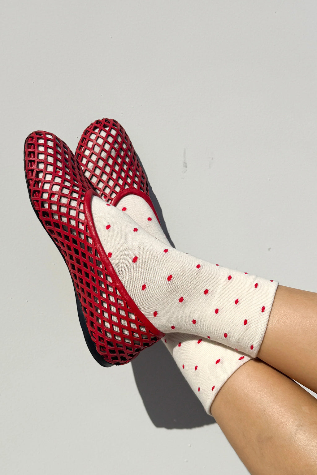 Le Bon Shoppe Patterned Sneaker Socks Polka Dot Cream
