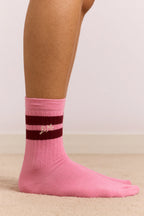 DAMSON MADDER CALF LENGTH SOCKS | PINK & BURGUNDY