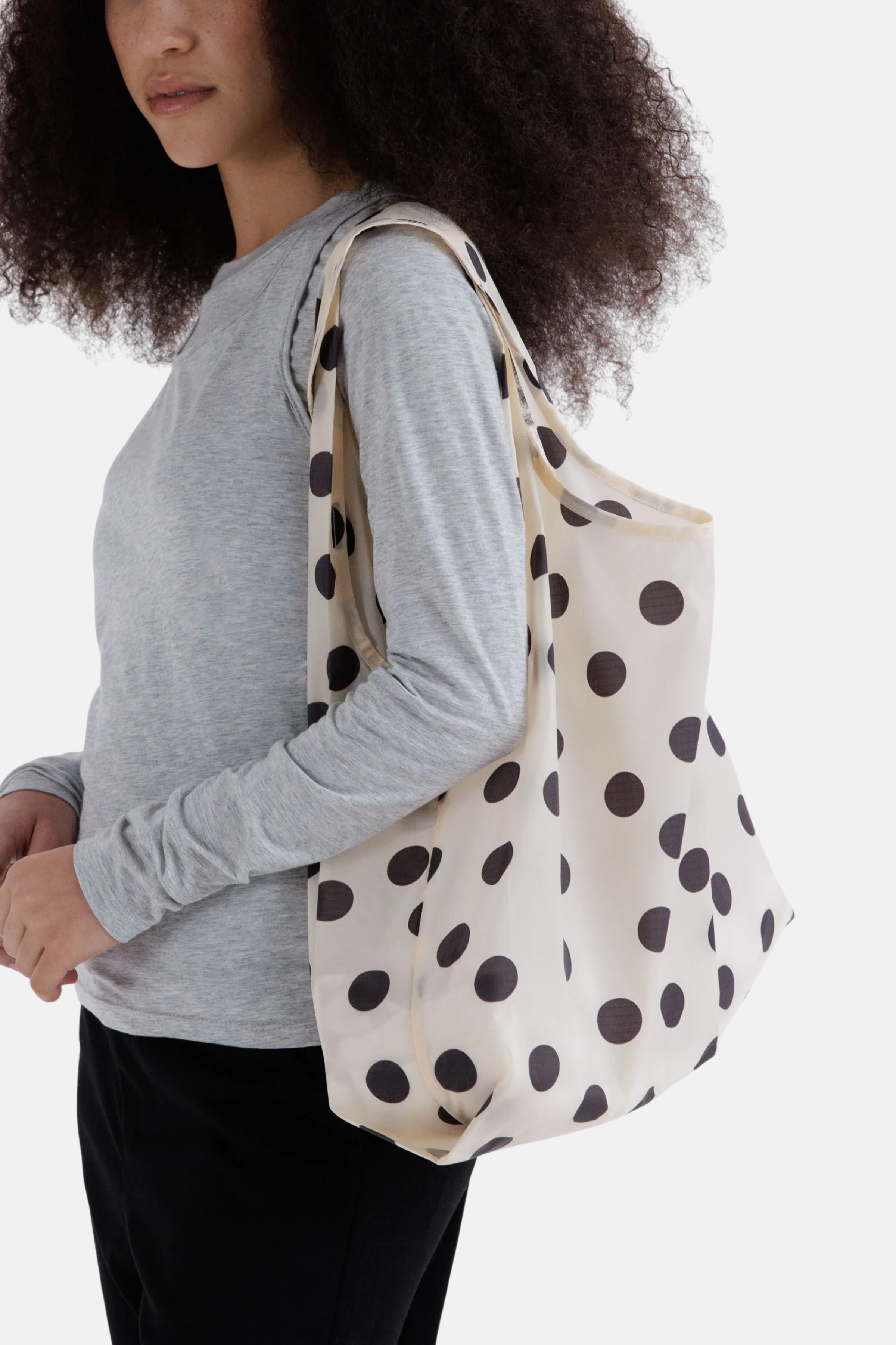 Standard Baggu Cream and Black Polka