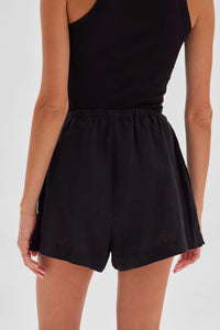 STELLA LINEN SHORT | BLACK