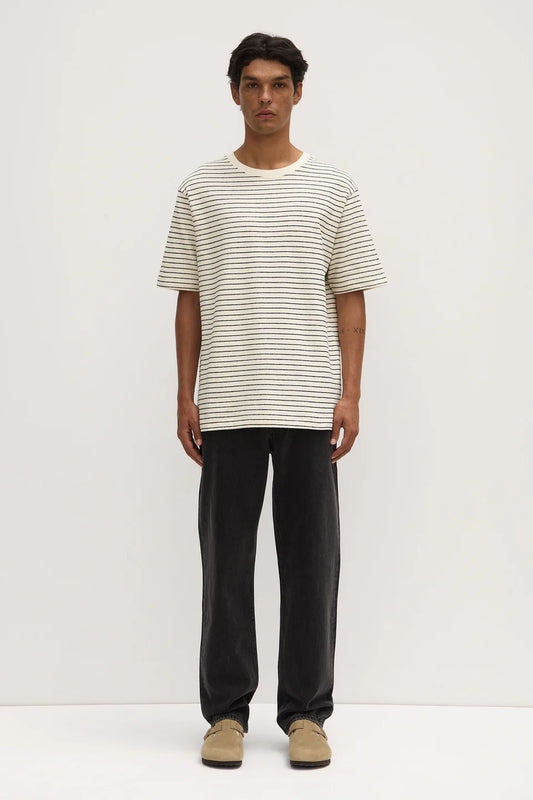 VOLLEY STRIPE SHORT SLEEVE TEE | CREAM / TRUE NAVY