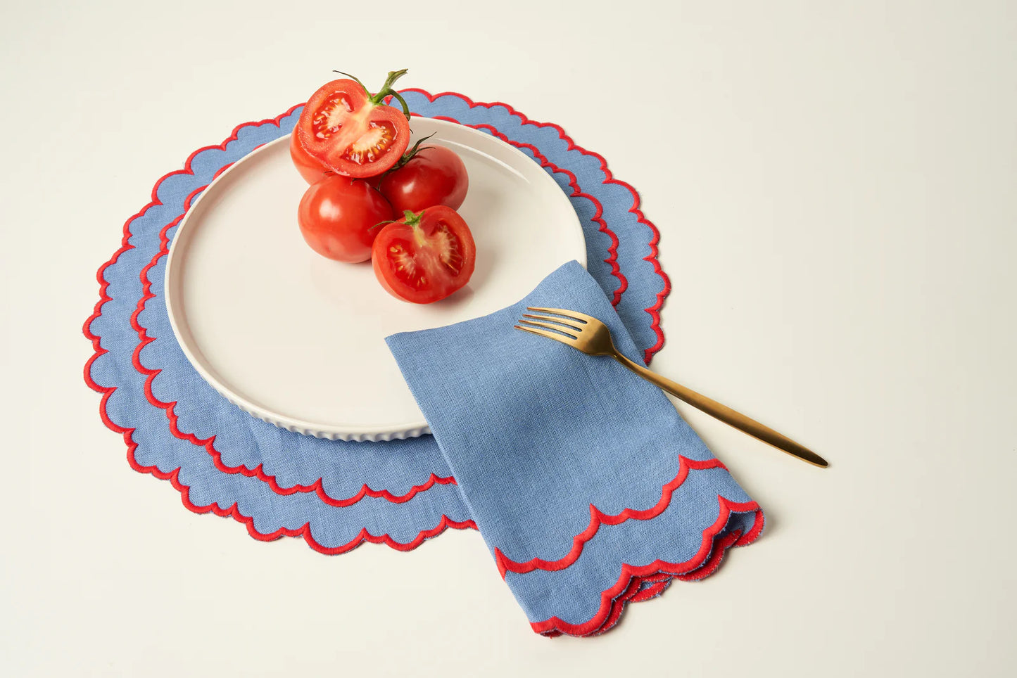 OLIVIA PLACEMAT SET | OCEAN BLUE/ SCARLET RED