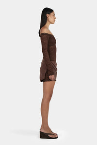 TAHNEE MINI DRESS | CHOCOLATE