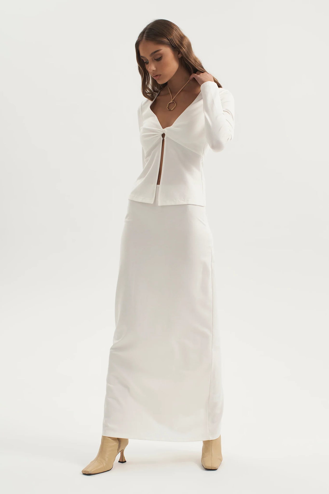 ANNIKA JERSEY MAXI SKIRT | WHITE