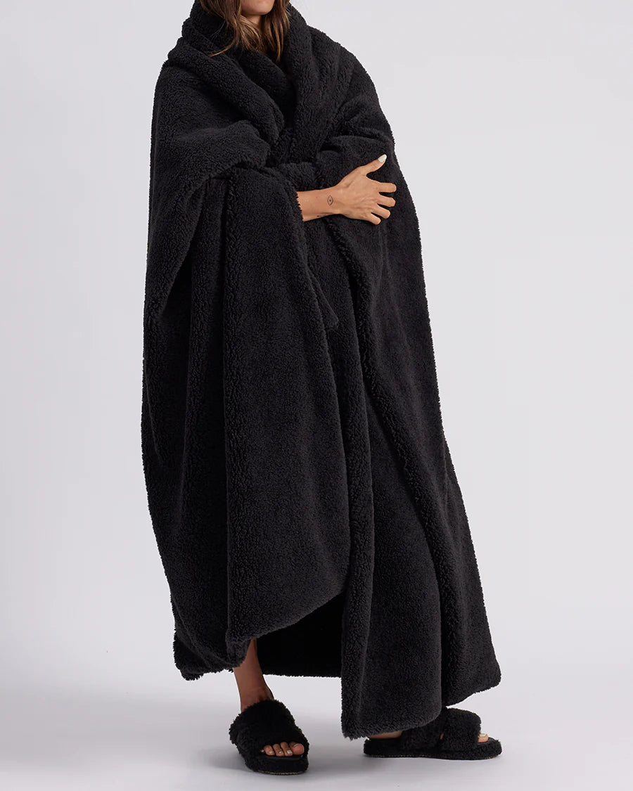 FAUX FUR THROW BLANKET | BLACK