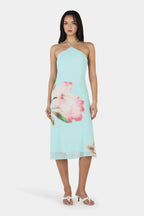 TIEN MIDI DRESS | BLOOM DRIFT AQUA