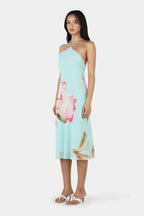 TIEN MIDI DRESS | BLOOM DRIFT AQUA