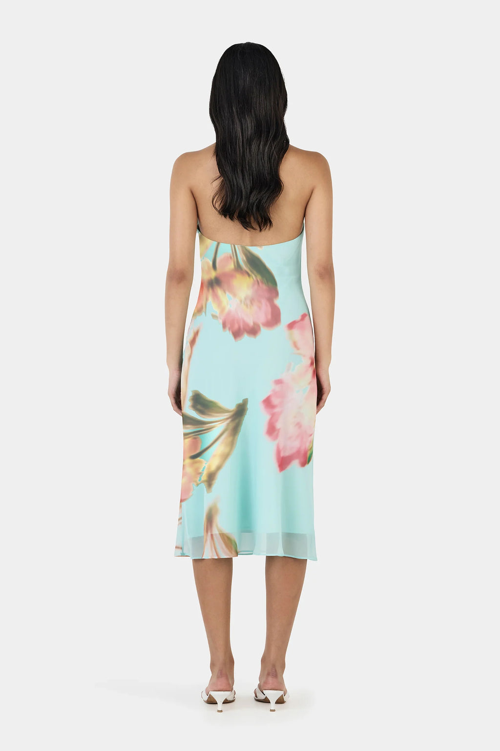 TIEN MIDI DRESS | BLOOM DRIFT AQUA