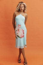 TIEN MIDI DRESS | BLOOM DRIFT AQUA