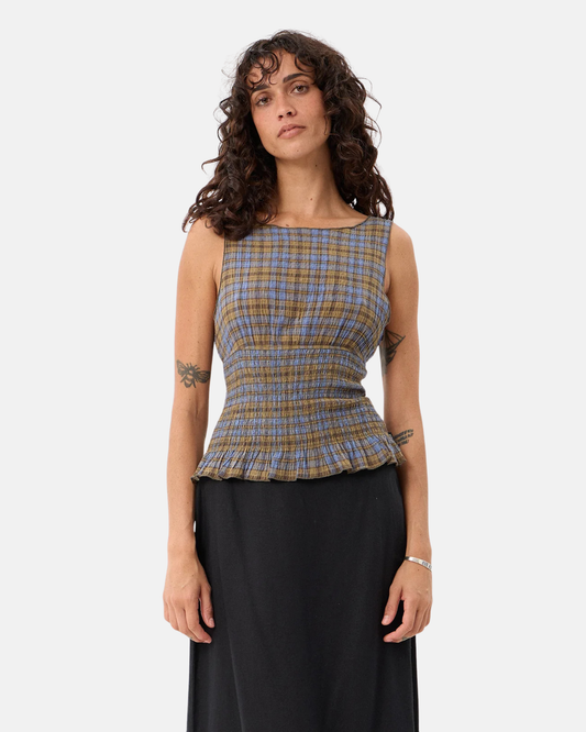 Afends Cedar Seersucker Sleeveless Top