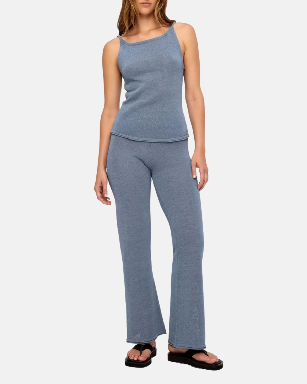 Zulu & Zephyr Denim Blue Textured Knit Tank