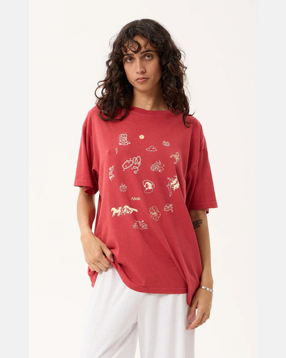 Afends Easty Flash Oversized Tee Vintage Cherry