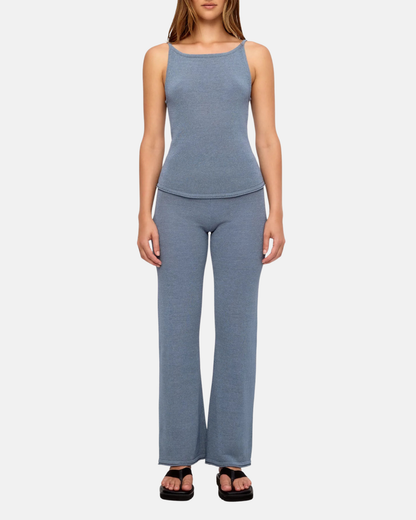 Zulu & Zephyr Denim Blue Textured Knit Tank
