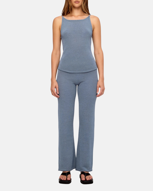 Zulu & Zephyr Denim Blue Textured Knit Tank