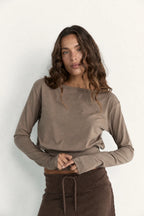 Pinky & Kamal Contour Long Sleeve Top Stone