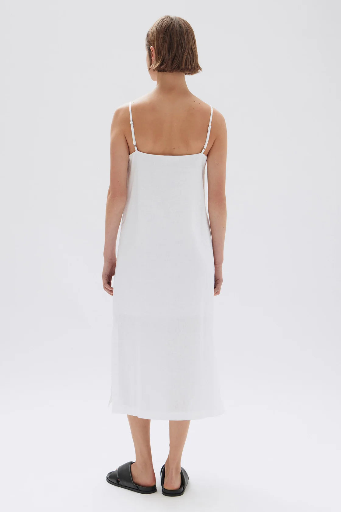 VALLORY LINEN SLIP DRESS | WHITE