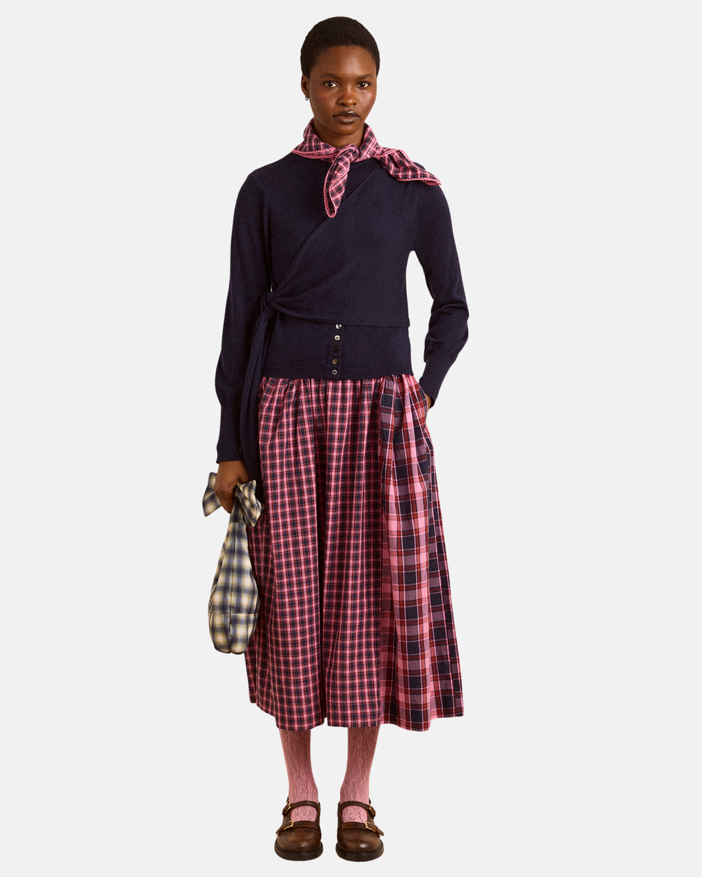 Damson Madder Venna Wrap Merino Wool Cardigan Navy
