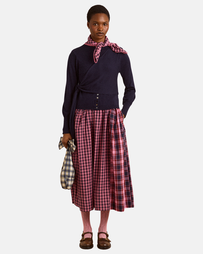 Damson Madder Venna Wrap Merino Wool Cardigan Navy