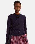 Damson Madder Venna Wrap Merino Wool Cardigan Navy