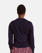 Damson Madder Venna Wrap Merino Wool Cardigan Navy