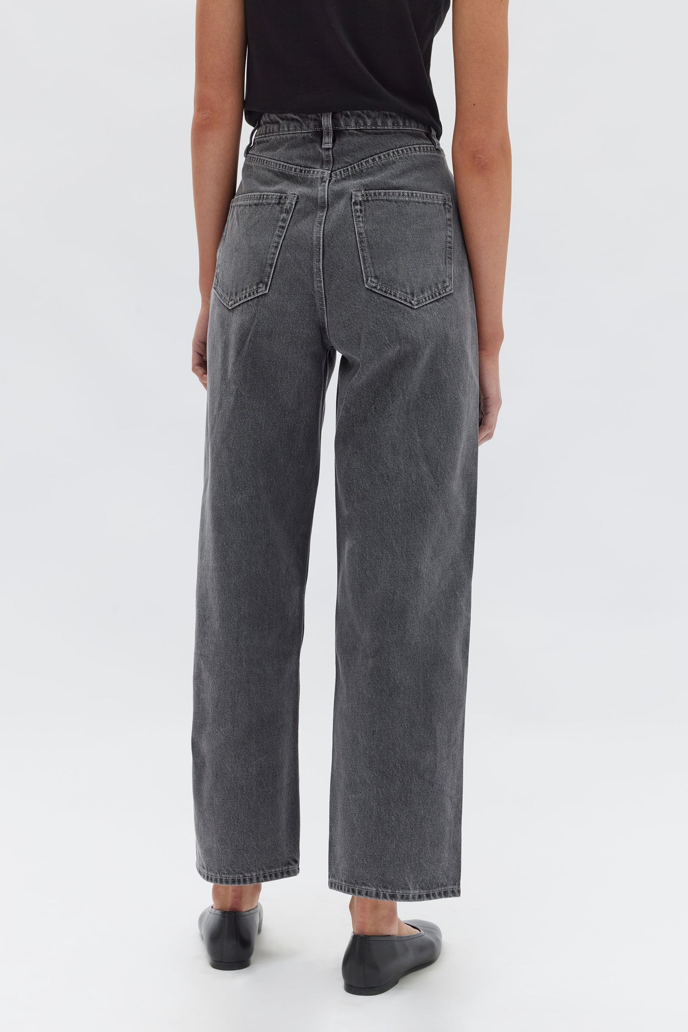 DISTRESSED HEM WIDE LEG | CHARCOAL