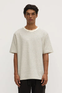 VOLLEY STRIPE SHORT SLEEVE TEE | CREAM / TRUE NAVY