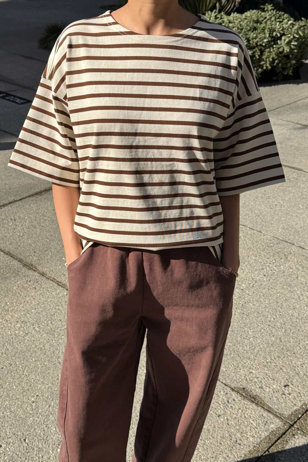Le Bon Shoppe Voyage Tee Coffee Stripe