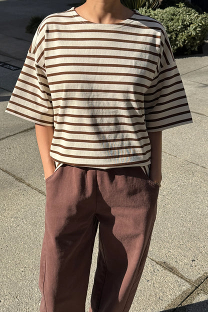 Le Bon Shoppe Voyage Tee Coffee Stripe