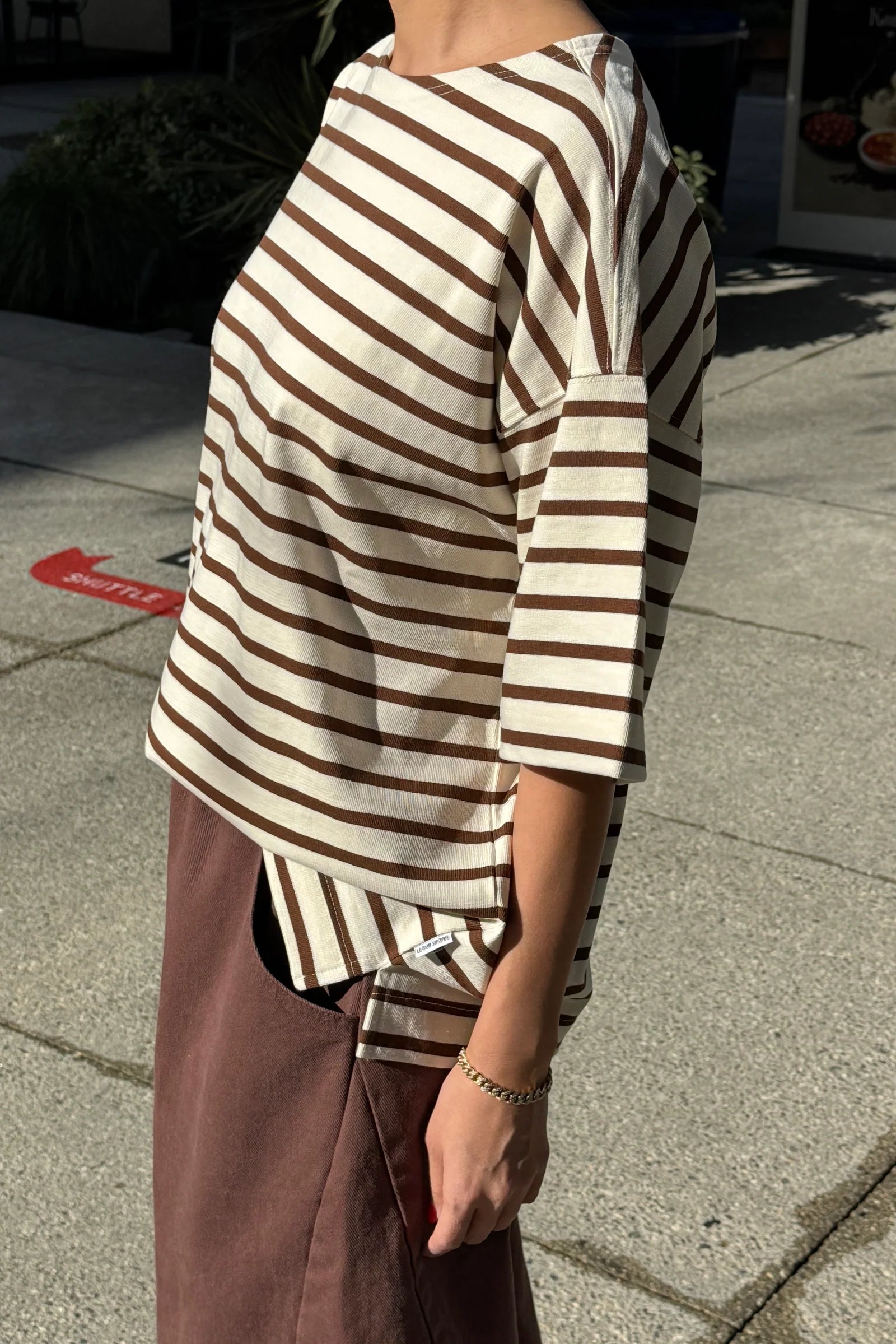 Le Bon Shoppe Voyage Tee Coffee Stripe