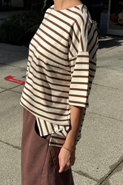 Le Bon Shoppe Voyage Tee Coffee Stripe