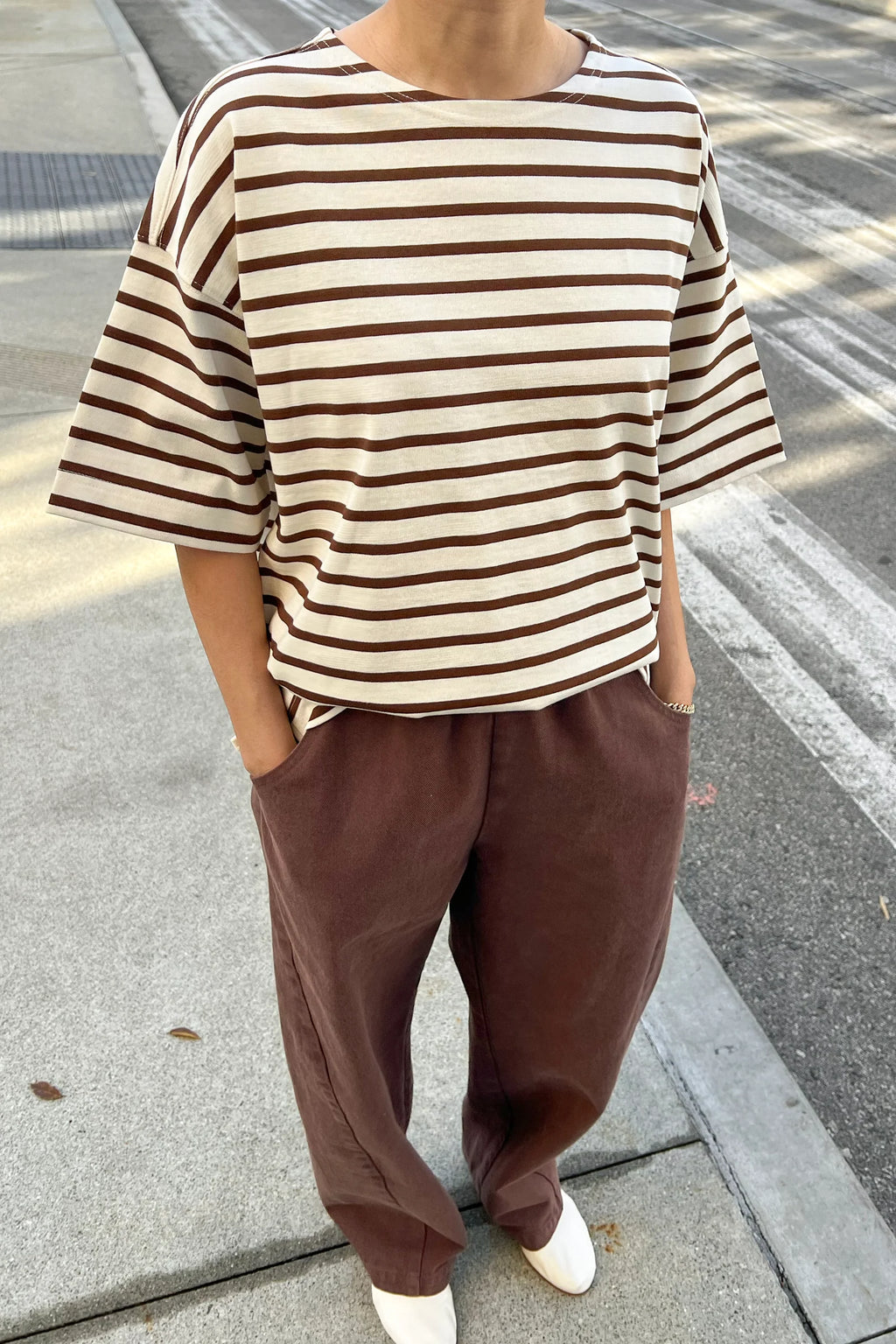Le Bon Shoppe Voyage Tee Coffee Stripe