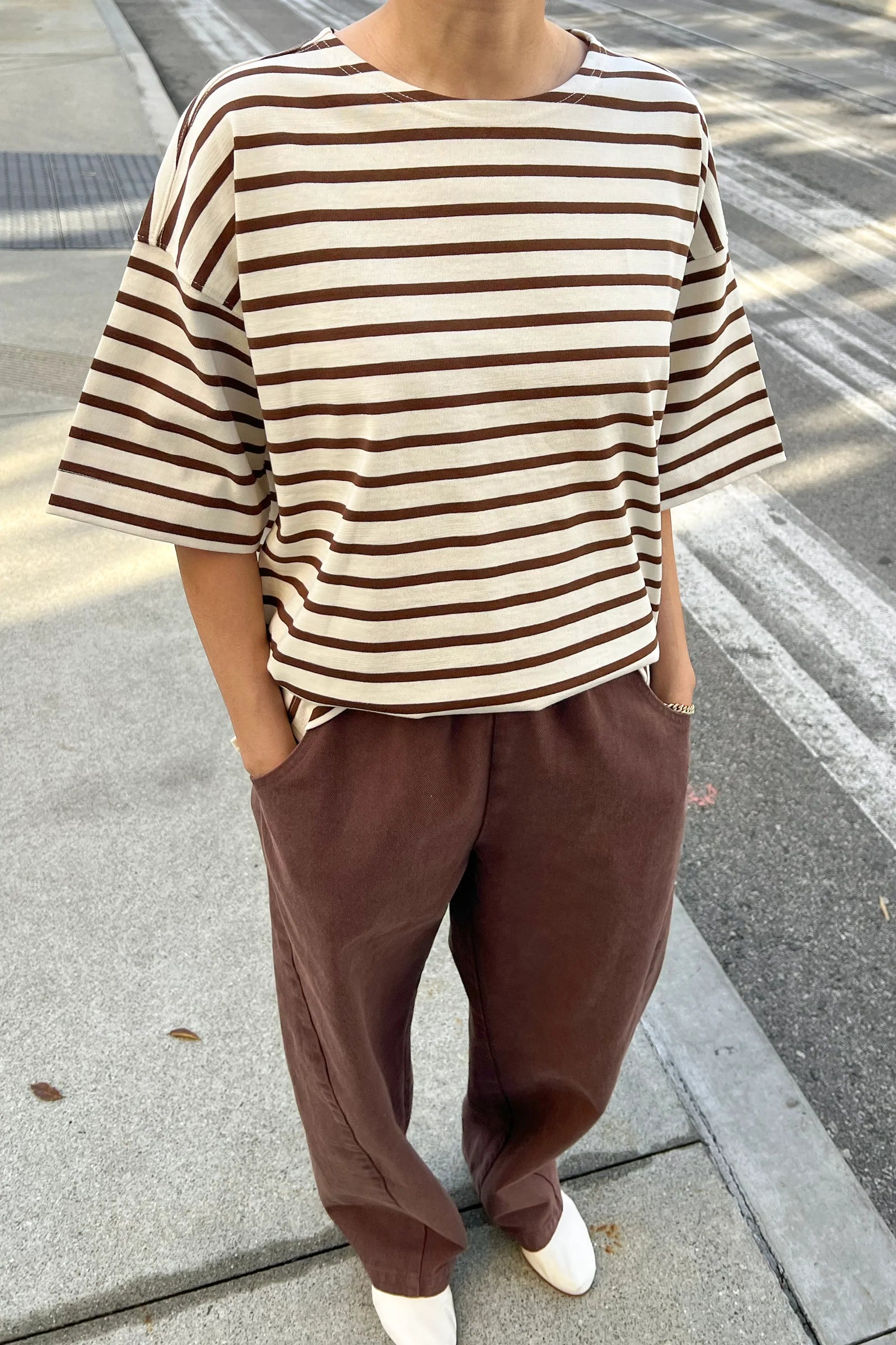 Le Bon Shoppe Voyage Tee Coffee Stripe