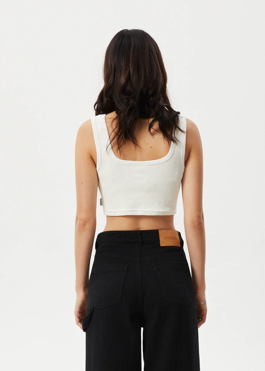 CHIA ORGANIC RIB CROPPED SINGLET | WHITE