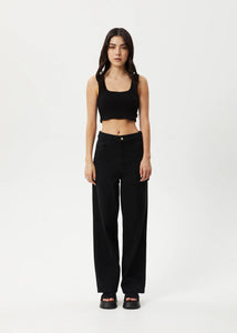 CHIA ORGANIC RIB CROPPED SINGLET | BLACK