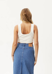 CHIA ORGANIC RIB CROPPED SINGLET | WHITE