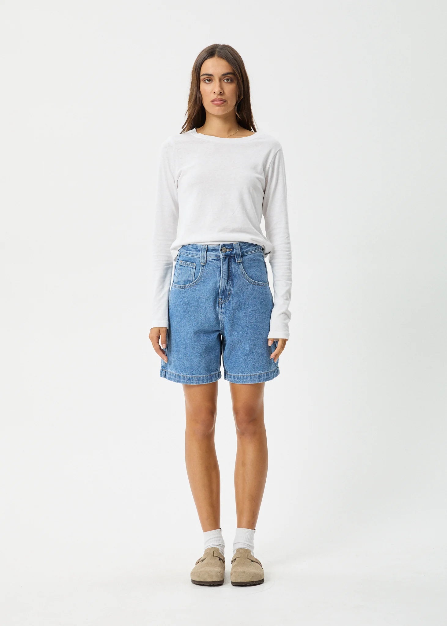 EMILIE HEMP DENIM CARPENTER SHORT | WORN BLUE