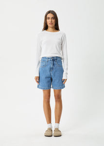 EMILIE HEMP DENIM CARPENTER SHORT | WORN BLUE
