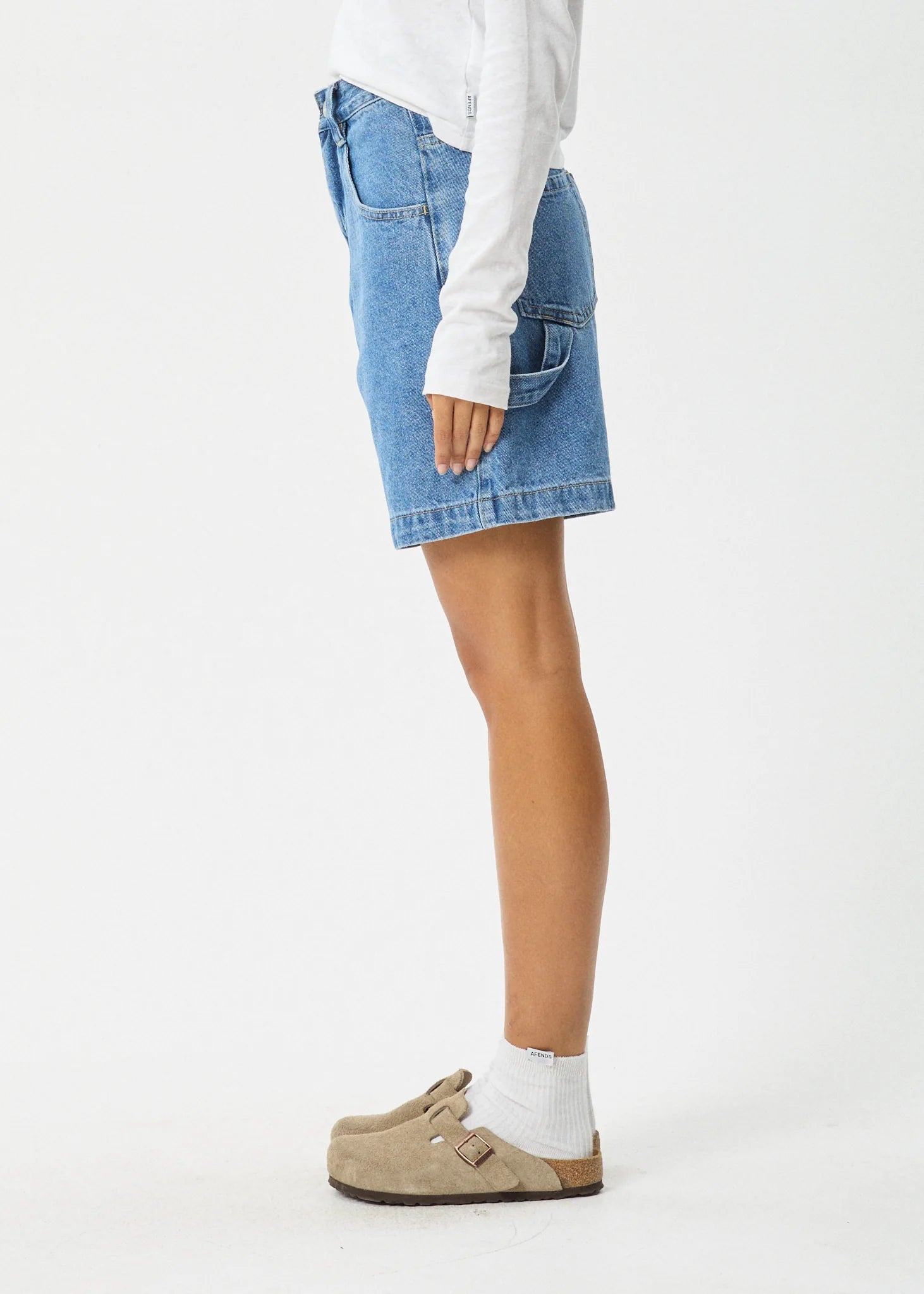 EMILIE HEMP DENIM CARPENTER SHORT | WORN BLUE