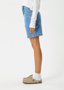 EMILIE HEMP DENIM CARPENTER SHORT | WORN BLUE