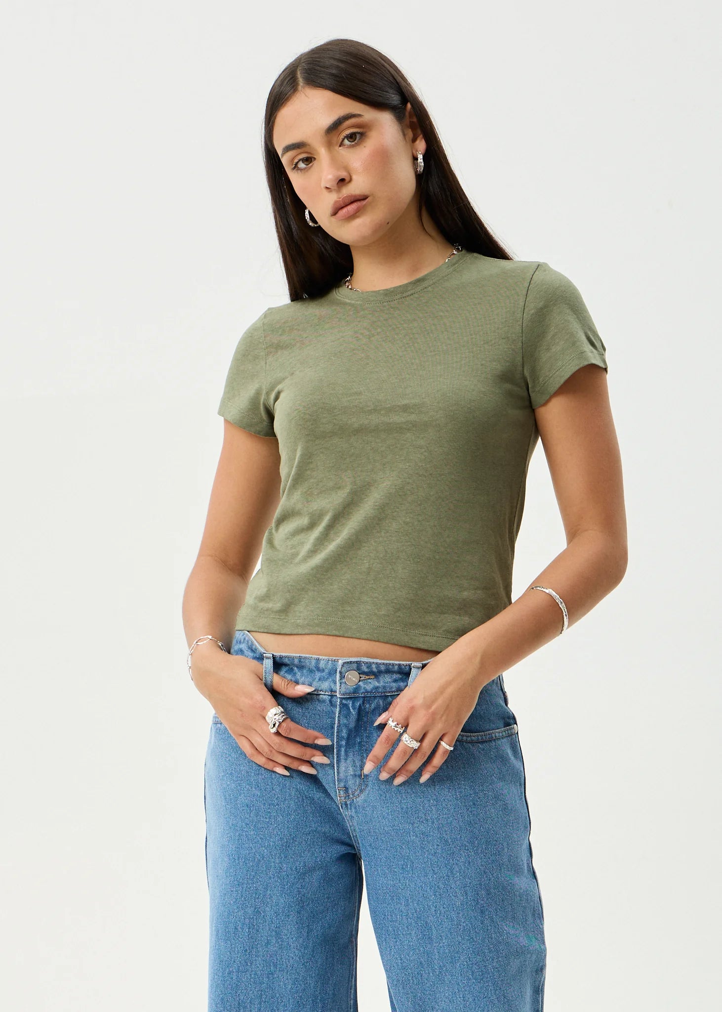 CARMEN BABY TEE | DEEP OLIVE