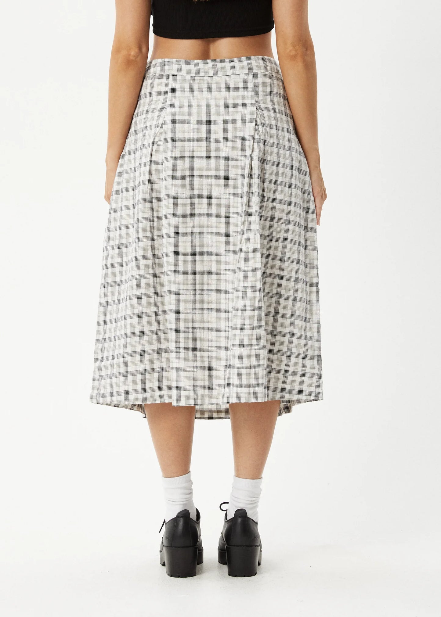 LEO ORGANIC CHECK MIDI SKIRT- BLACK / WHITE