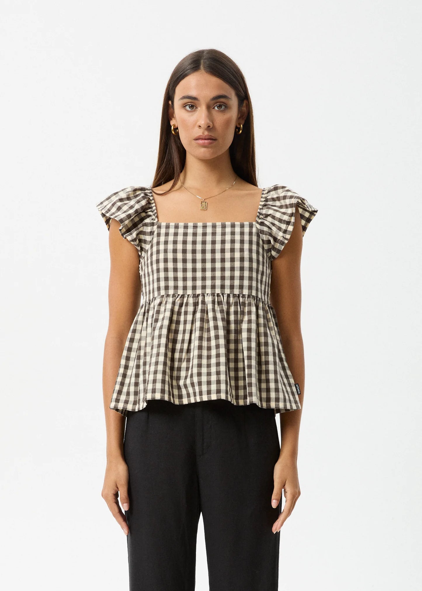 GAMBET CHECK TOP | BLACK/SAND