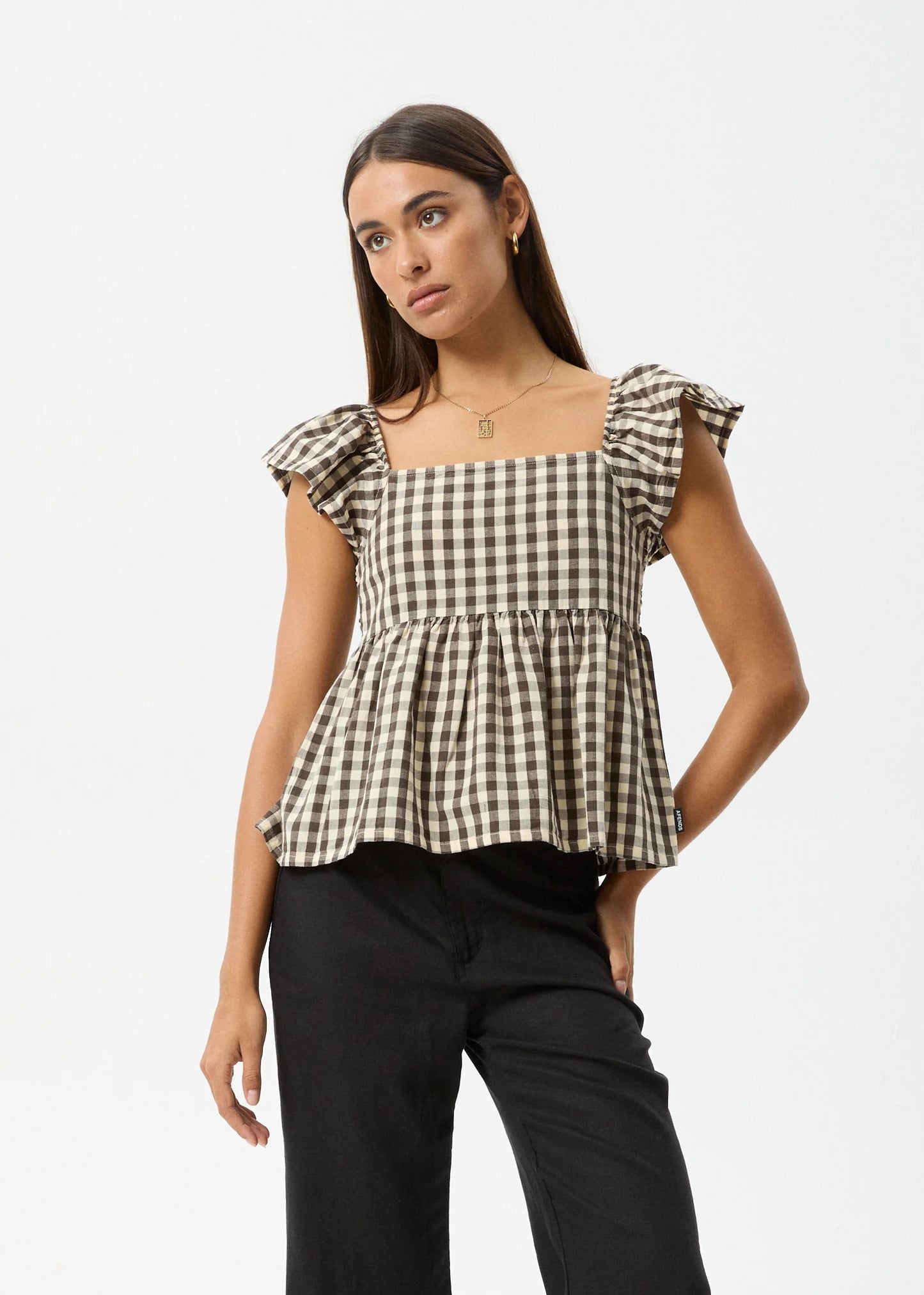 GAMBET CHECK TOP | BLACK/SAND