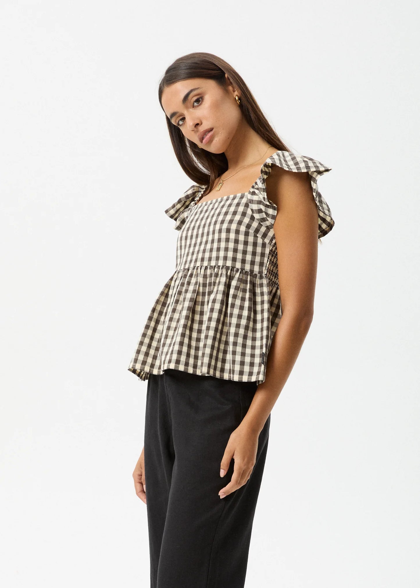 GAMBET CHECK TOP | BLACK/SAND