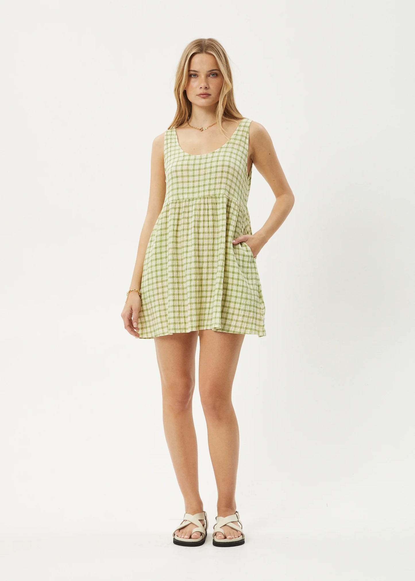 DARCY JESSE SEERSUCKER MINI DRESS | LEMONGRASS CHECK