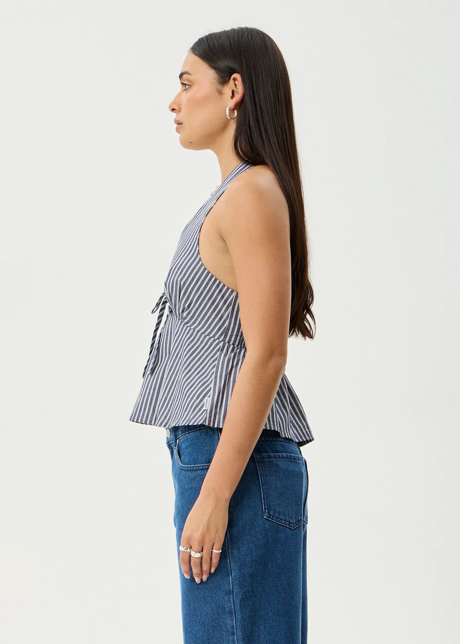 DELTA HALTER TOP | NAVY STRIPE